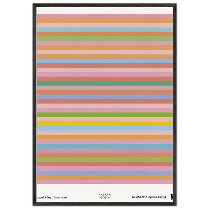 ROSE ROSE LONDON 2012 OLYMPIC GAMES POSTER 2012 - Bridget Riley 70x100 cm / 28x40 inches Framed Art Print – Black Wooden Frame