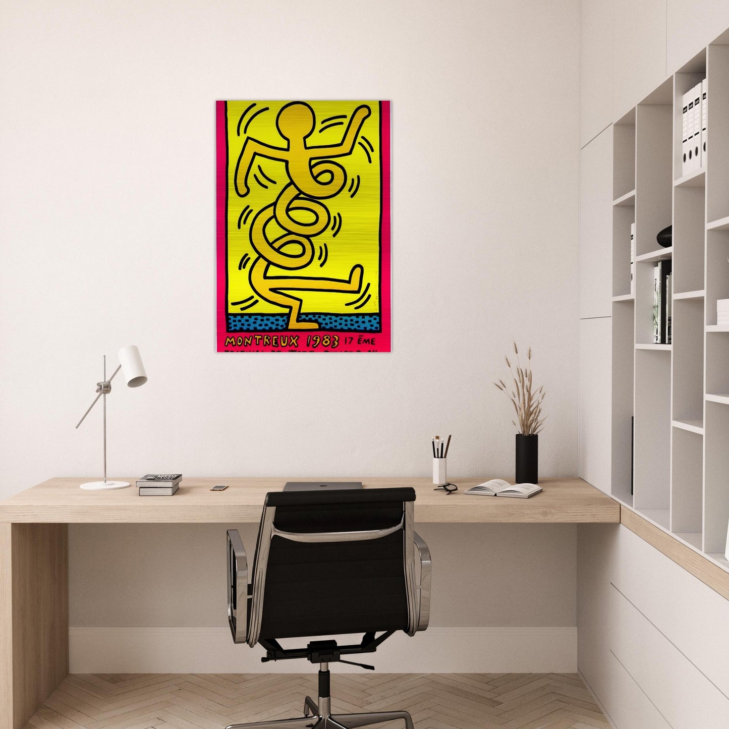 MONTREUX 1983 - Keith Haring Brushed Aluminum Print - 70x100 cm / 28x40 inches | Keith Haring Aluminum Print | Keith Haring Prints