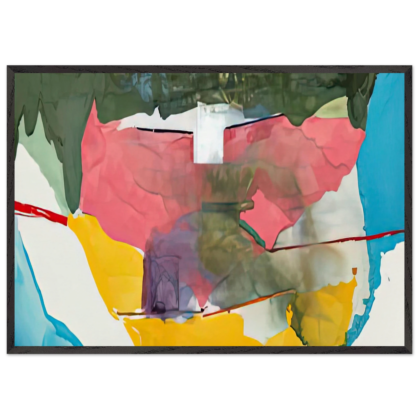 Off White Square 1973- - Helen Frankenthaler 70x100 cm / 28x40 inches Framed Art Print – Black Wooden Frame