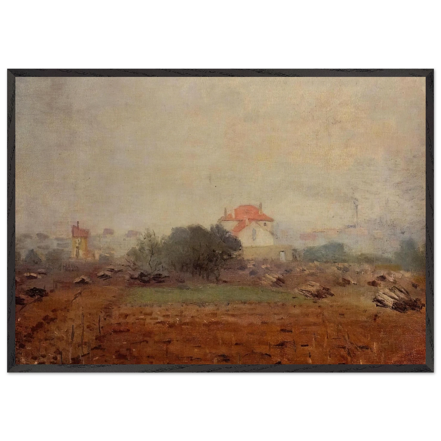 Fog - claude monet 70x100 cm / 28x40 inches Framed Art Print – Black Wooden Frame