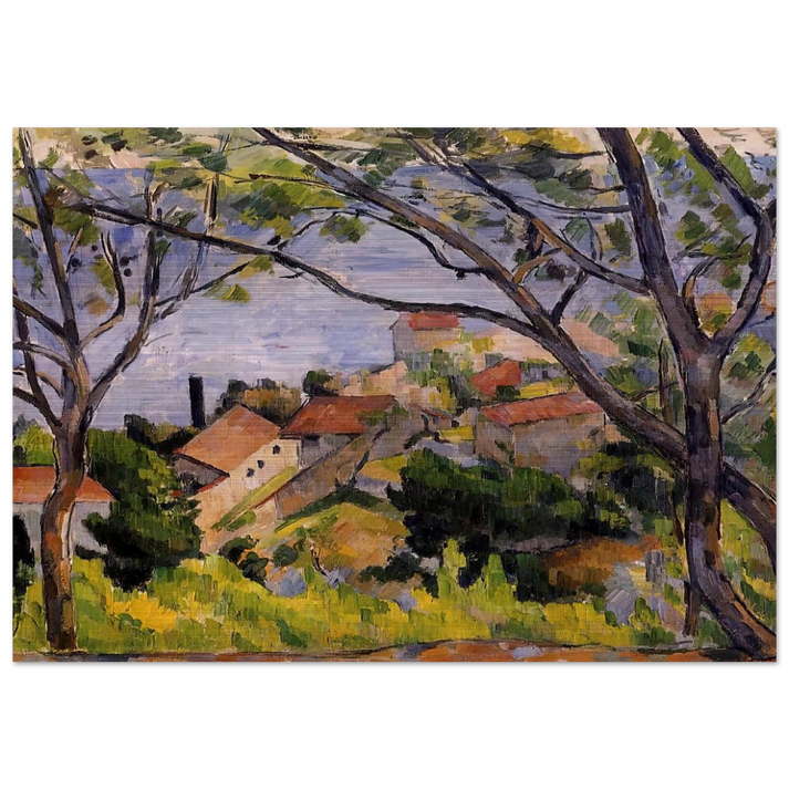 L'Estaque. View through the Trees - Paul Cézanne Brushed Aluminum Print - 70x100 cm / 28x40 inches | Paul Cézanne Aluminum Print | Paul Cézanne Prints
