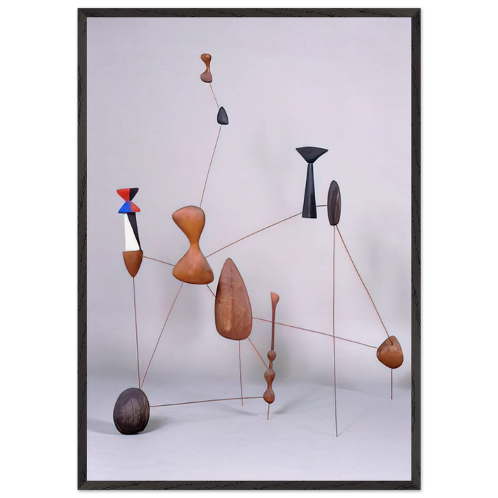 VERTICAL CONSTELLATION WITH BOMB 1943 - Alexander Calder 70x100 cm / 28x40 inches Framed Art Print – Black Wooden Frame