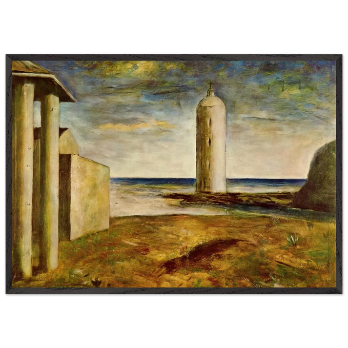 EL FARO 1928 - Carlo Carra 70x100 cm / 28x40 inches Framed Art Print – Black Wooden Frame