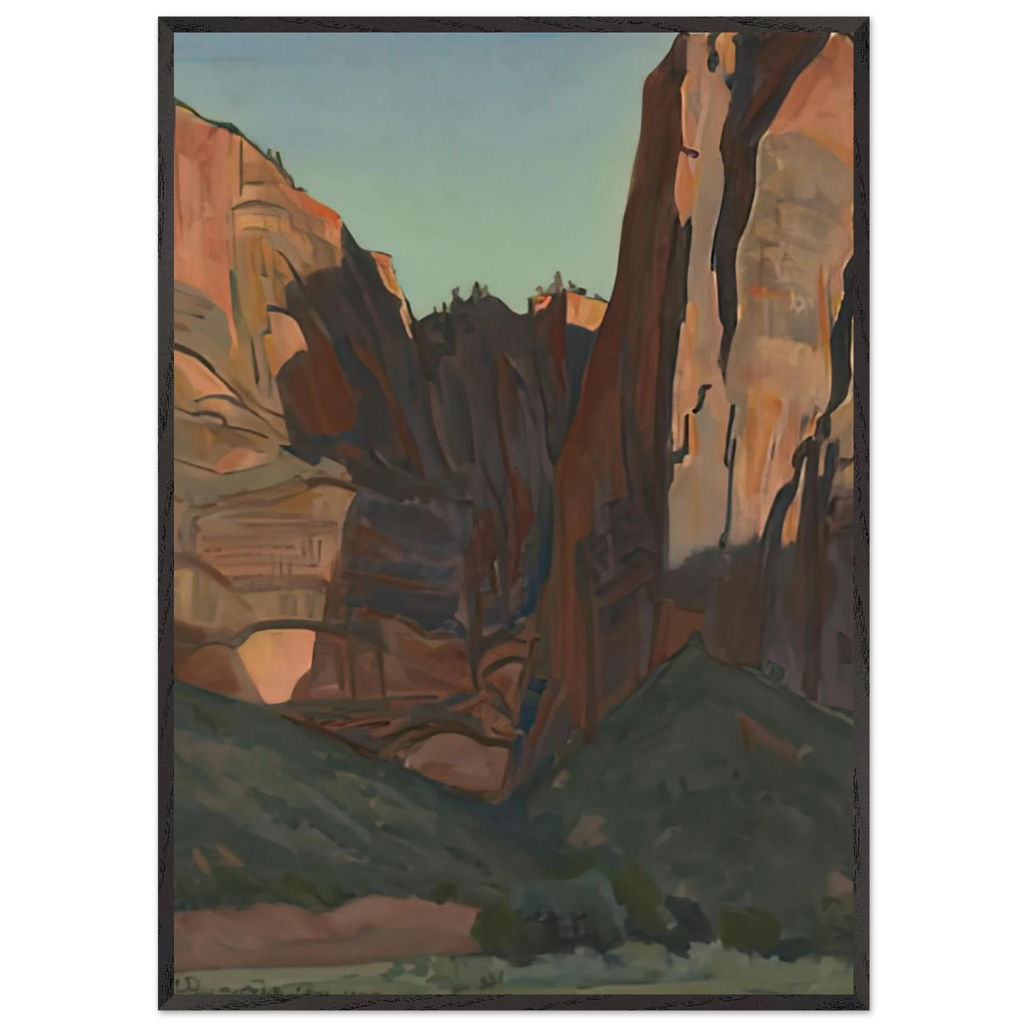 Maynard Dixon - NOTCH IN THE WALL ZION NATIONAL PARK AUGUST 1933 1933 Wall art - A3 (29.7 x 42 cm) - Premium Wooden Framed Poster With Fine Art Paper-canvas - Wood frame