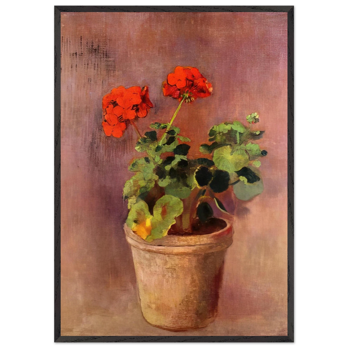 THE POT OF GERANIUMS - Odilon Redon 70x100 cm / 28x40 inches Framed Art Print – Black Wooden Frame