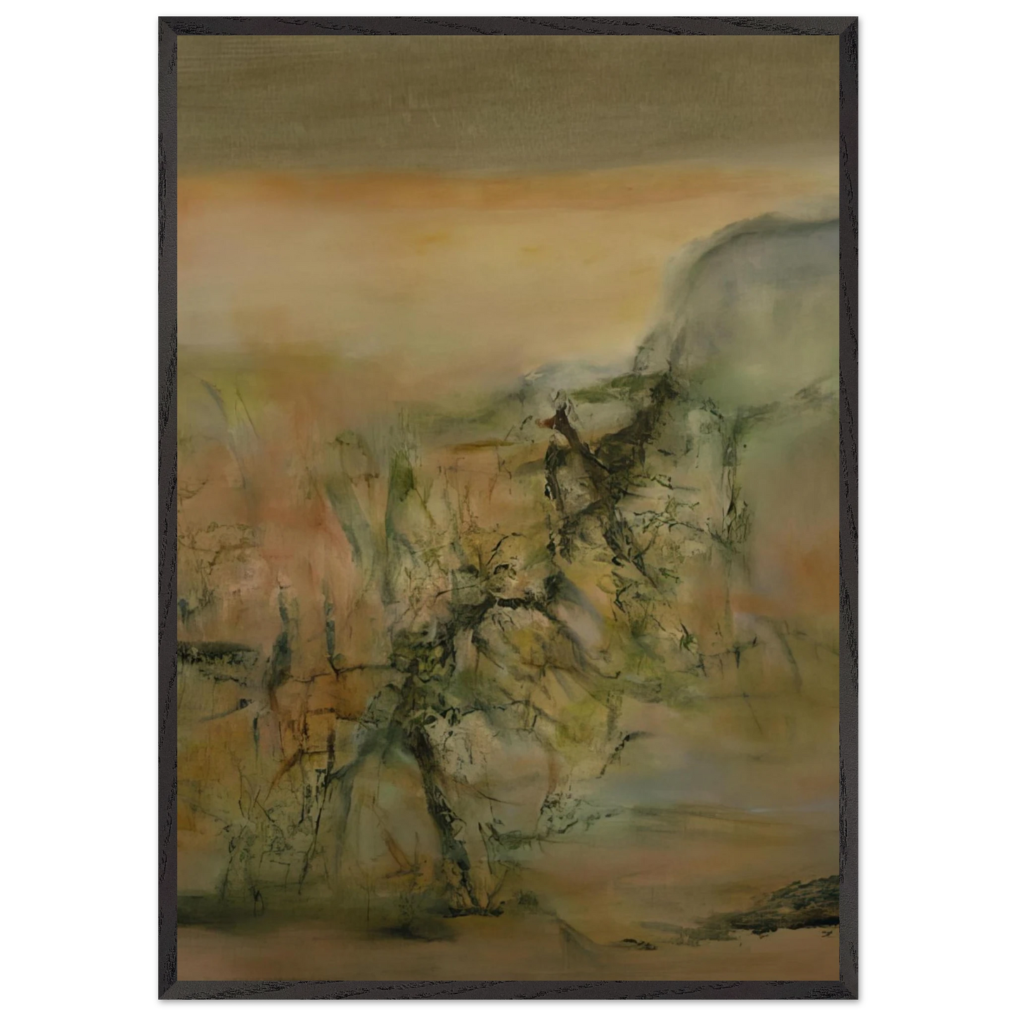 12 12 2000 2000 - Zao Wou-Ki 70x100 cm / 28x40 inches Framed Art Print – Black Wooden Frame