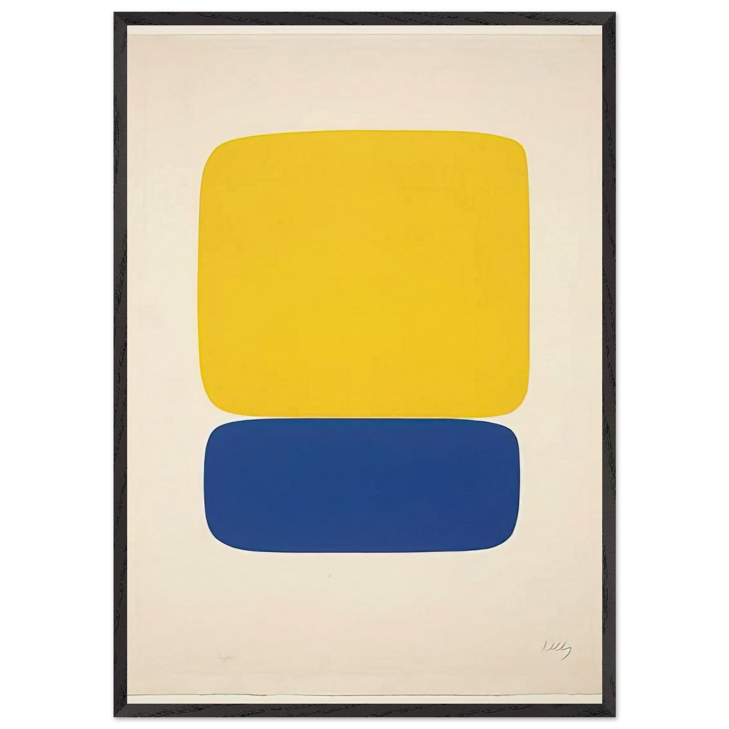 Yellow over Dark Blue - Ellsworth Kelly 70x100 cm / 28x40 inches Framed Art Print – Black Wooden Frame