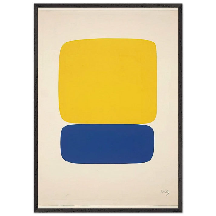 Yellow over Dark Blue - Ellsworth Kelly 70x100 cm / 28x40 inches Framed Art Print – Black Wooden Frame