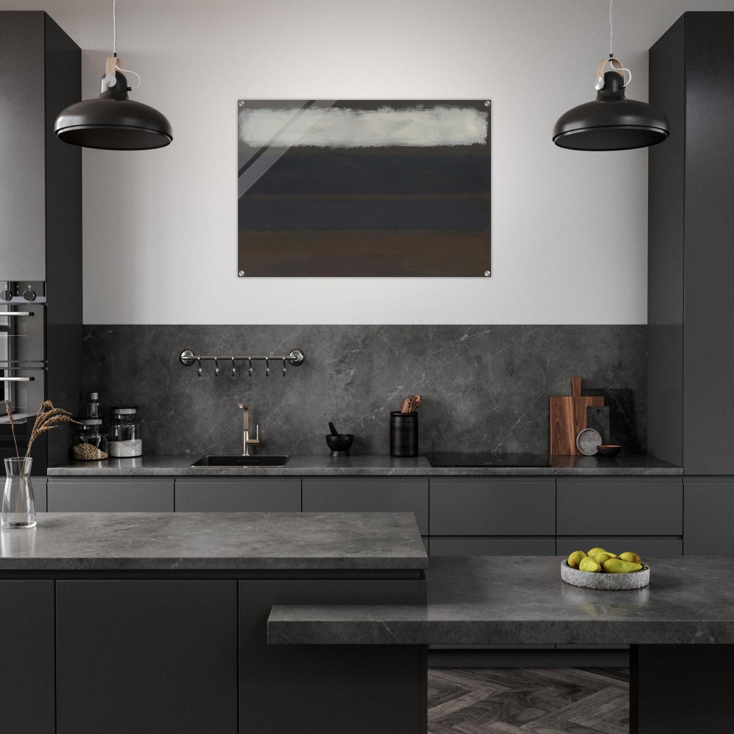 No. 14 Horizontals, White over Darks - 1961 - Mark Rothko Acrylic Print - 70x100 cm / 28x40″ inches | Mark Rothko Wall Art | Mark Rothko Prints