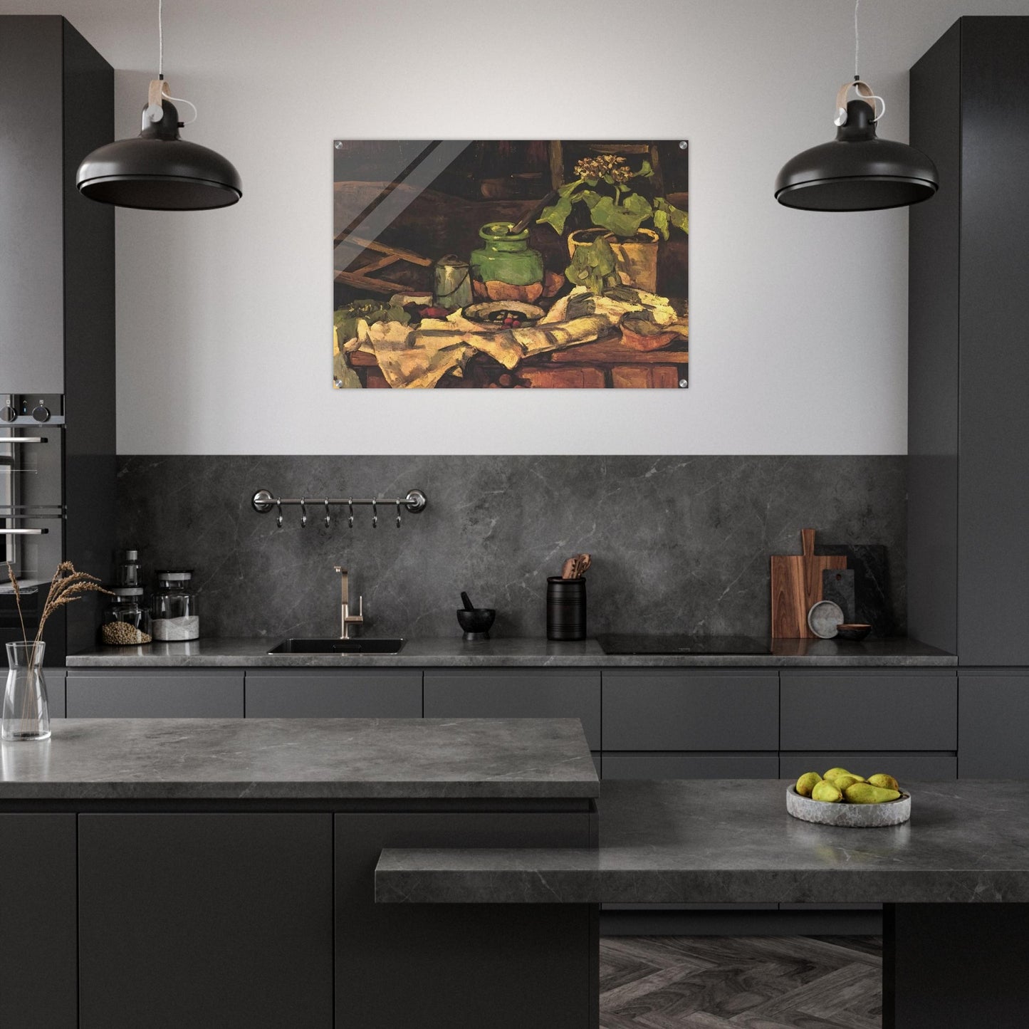 Flower pot at a table - Paul Cézanne Acrylic Print - 70x100 cm / 28x40″ inches