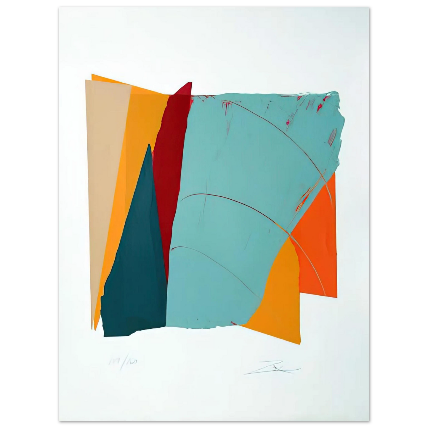 Larry Zox - Red Line II - 1979 Fine Art Poster - Default Title