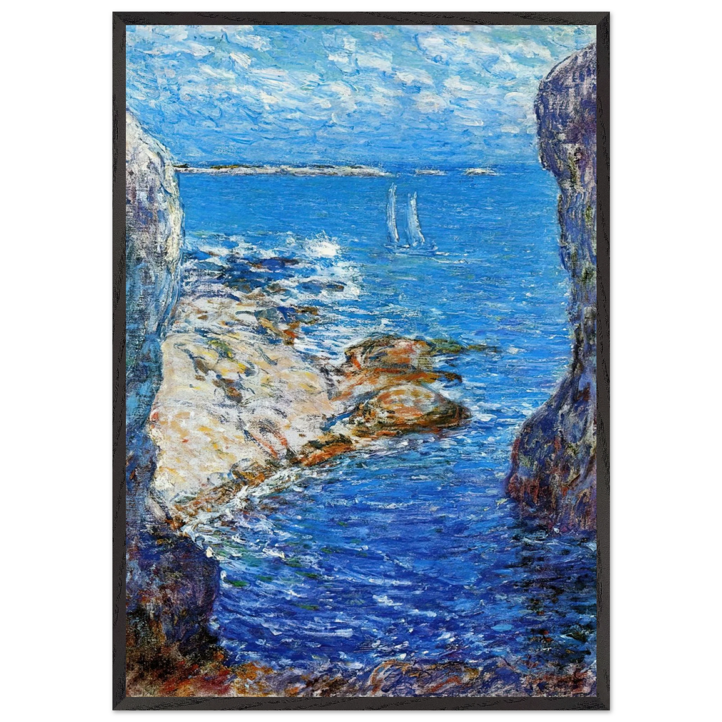 An Isles of Shoals Day - Childe Hassam 70x100 cm / 28x40 inches Framed Art Print – Black Wooden Frame