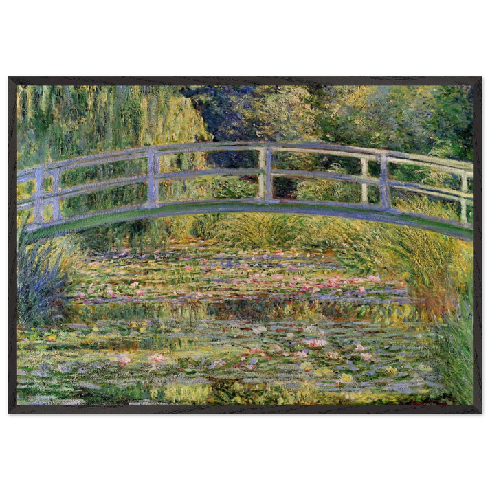 The Japanese Bridge The Water-Lily Pond - claude monet 70x100 cm / 28x40 inches Framed Art Print – Black Wooden Frame