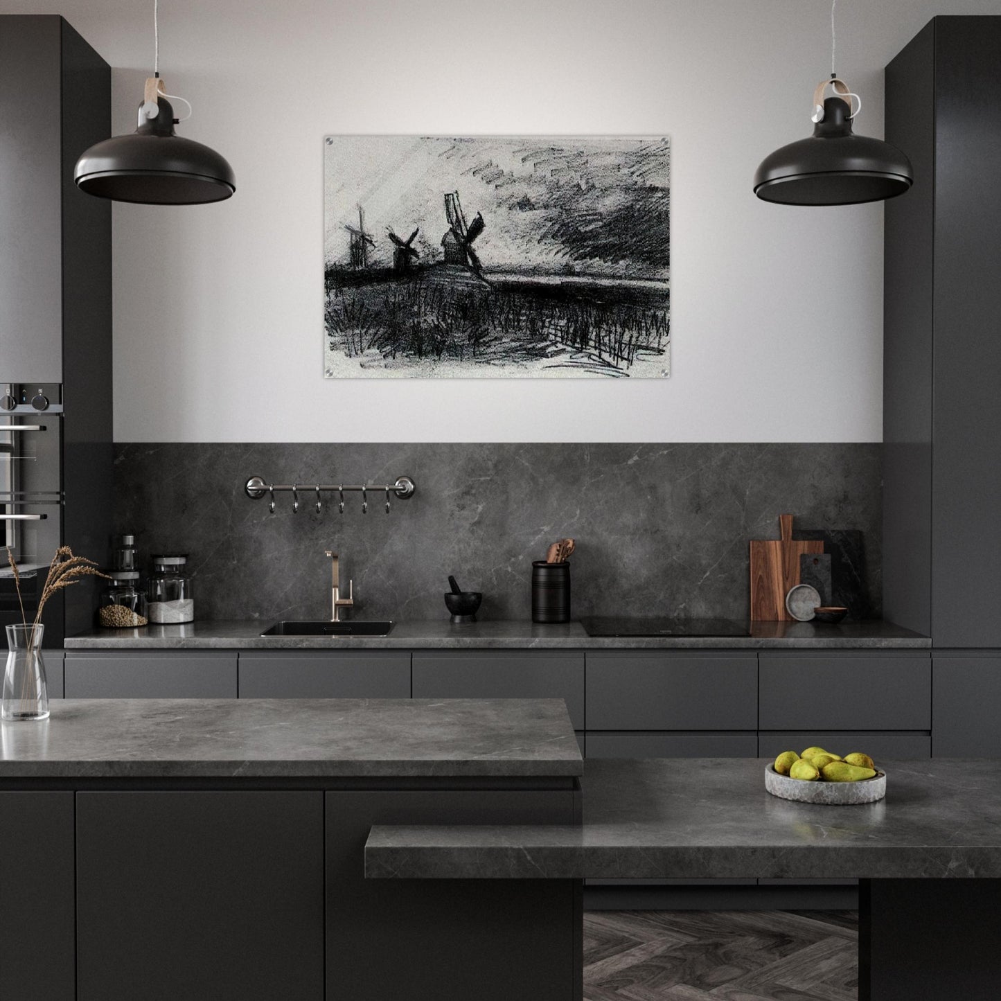 Windmills at Montmartre - Vincent van Gogh Acrylic Print - 70x100 cm / 28x40″ inches