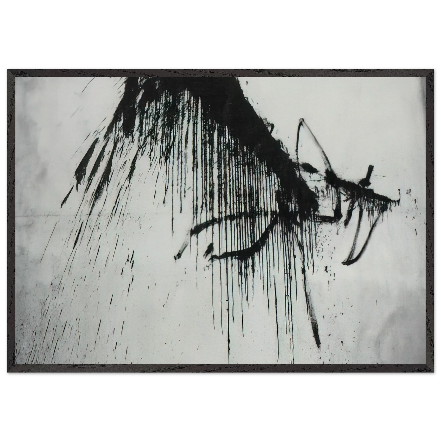 NIGHT IN THE HOTEL ABSTRACT IN BLACK AND WHITE - Salvador Dali Framed Art Print – Black Wooden Frame - Default Title - -Framed Art Print