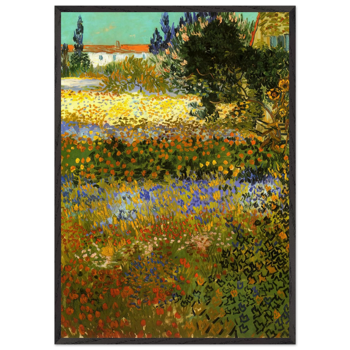 Flowering Garden - Vincent van Gogh 70x100 cm / 28x40 inches Framed Art Print – Black Wooden Frame