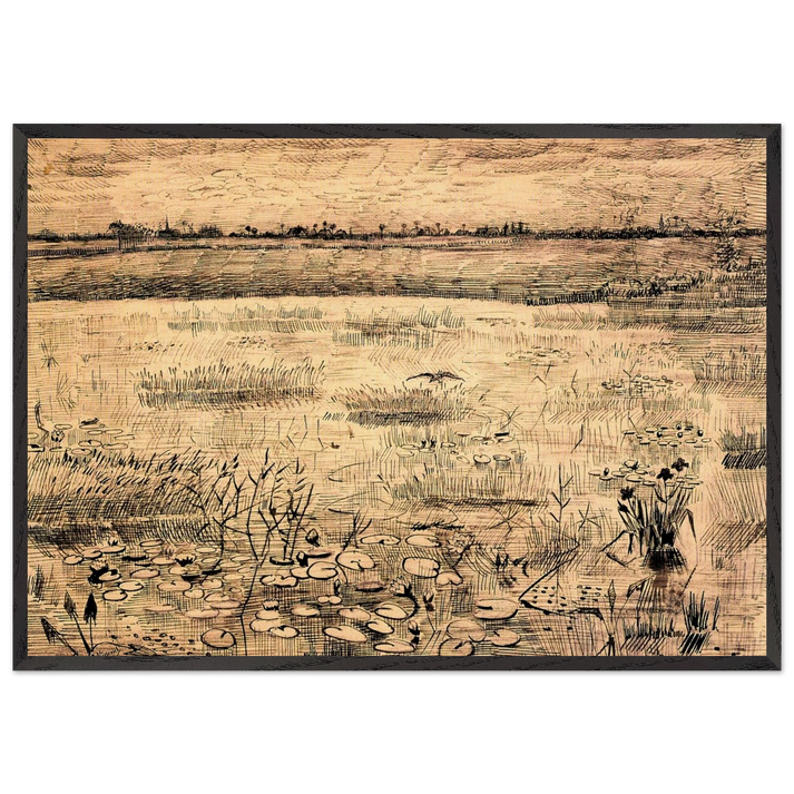 Marsh with Water Lillies - Vincent van Gogh 70x100 cm / 28x40 inches Framed Art Print – Black Wooden Frame