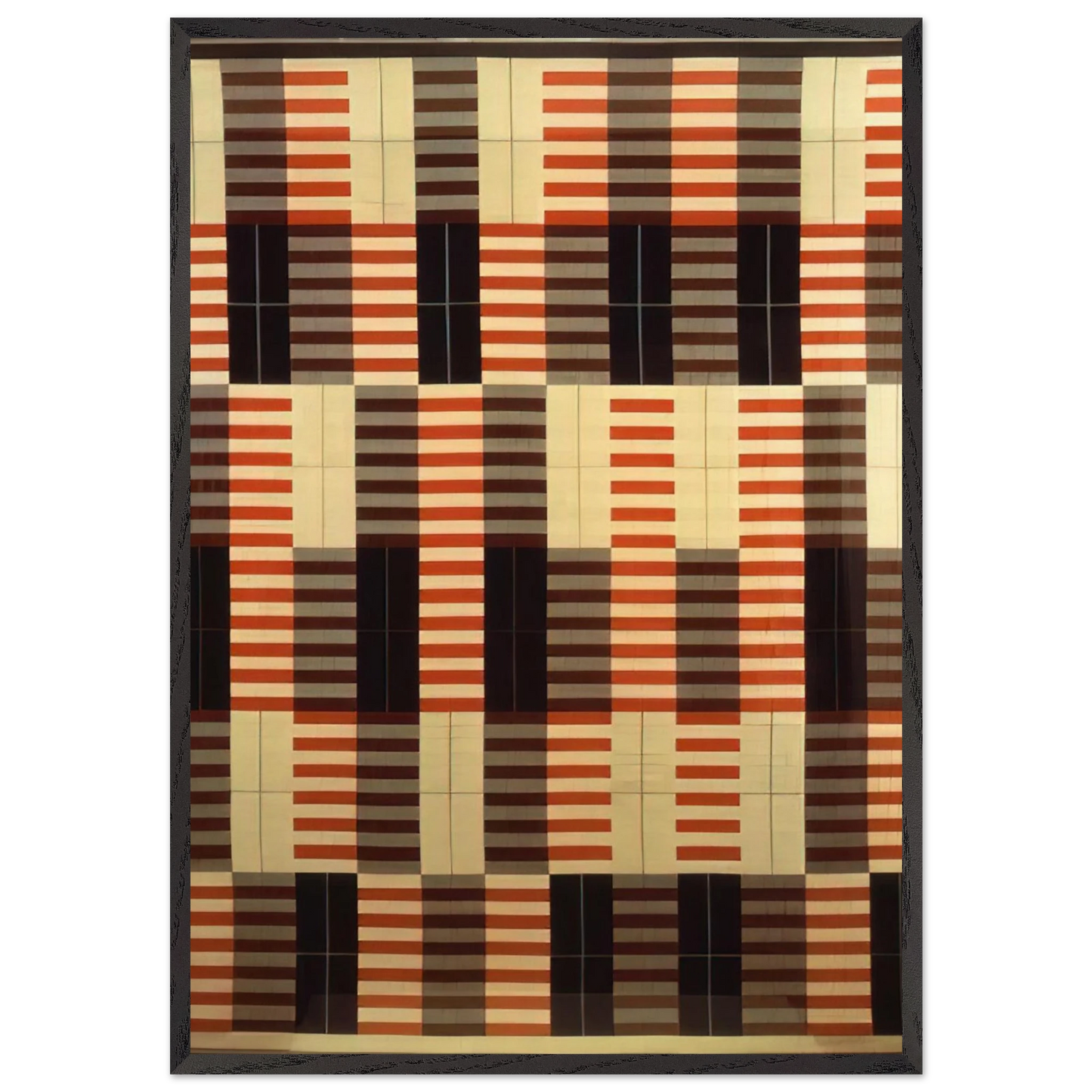 BLACK WHITE RED 1964 - Anni Albers 70x100 cm / 28x40 inches Framed Art Print – Black Wooden Frame
