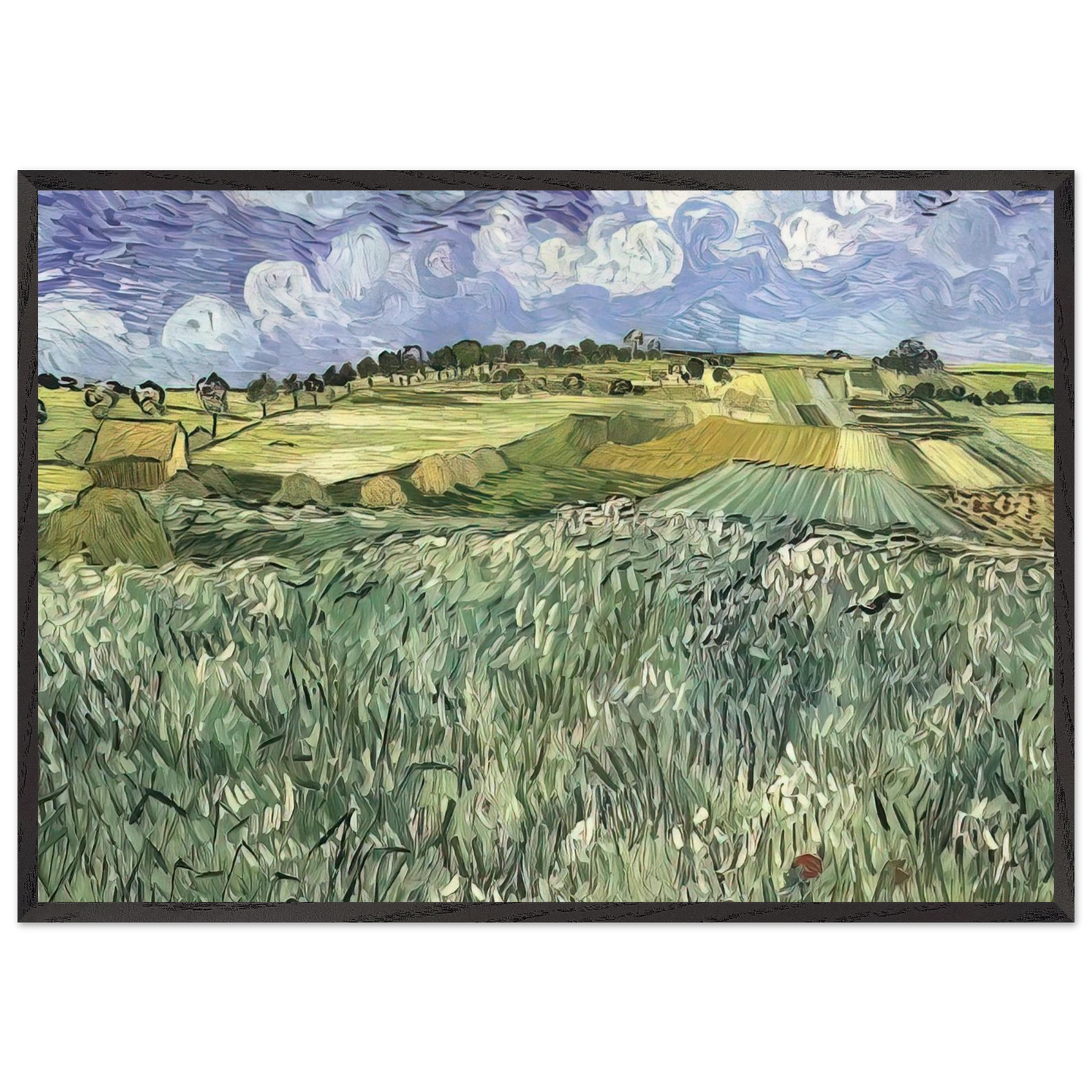 Plain near Auvers - Vincent van Gogh Framed Art Print – Black Wooden Frame - Default Title - -Framed Art Print