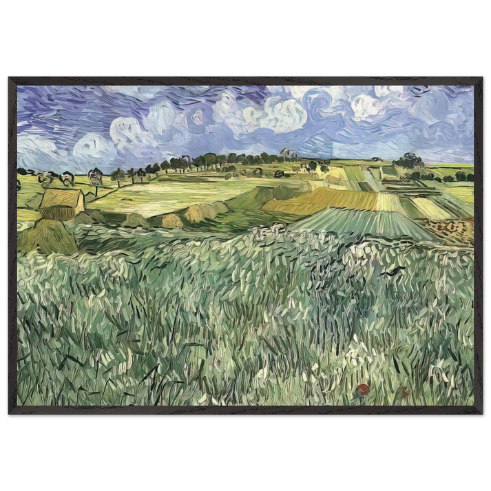 Plain near Auvers - Vincent van Gogh 70x100 cm / 28x40 inches Framed Art Print – Black Wooden Frame