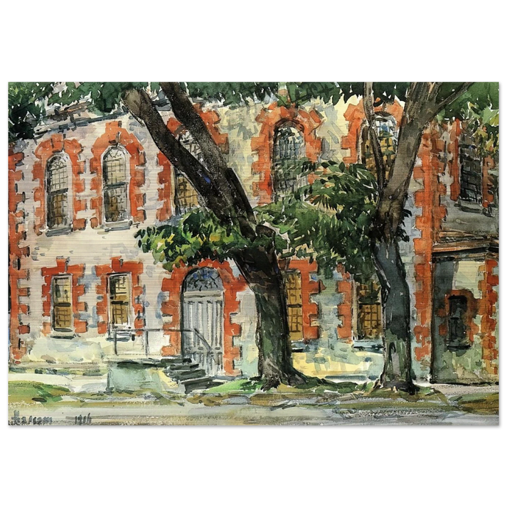 Old Dutch Building, Fishkill, New York - Childe Hassam Brushed Aluminum Print - 70x100 cm / 28x40 inches | Childe Hassam Aluminum Print | Childe Hassam Prints