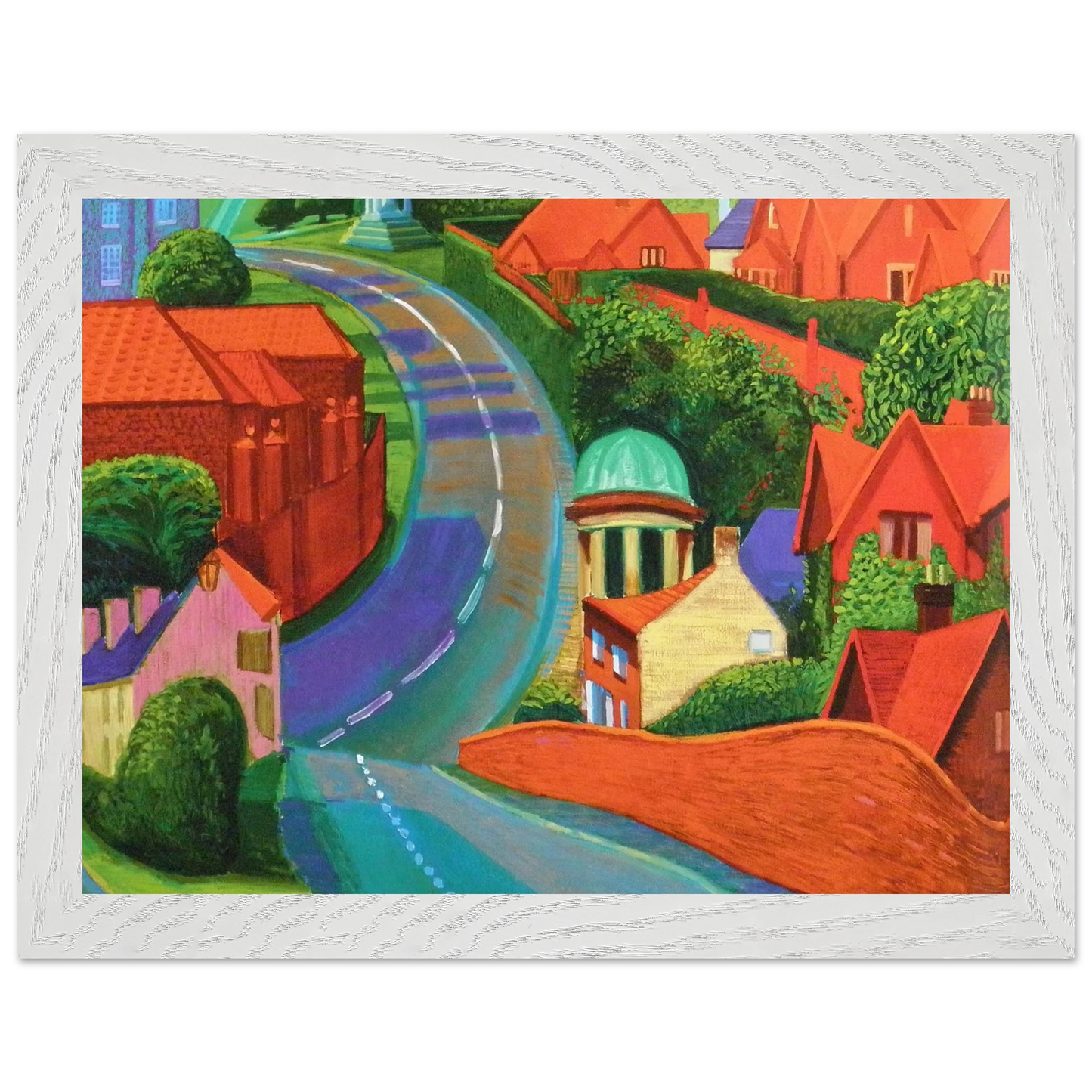 David Hockney - The Road to York Through Sledmere - 45x60 cm / 18x24 inches - Premium Wooden Framed Poster With Fine Art Paper-canvas - Wood frame