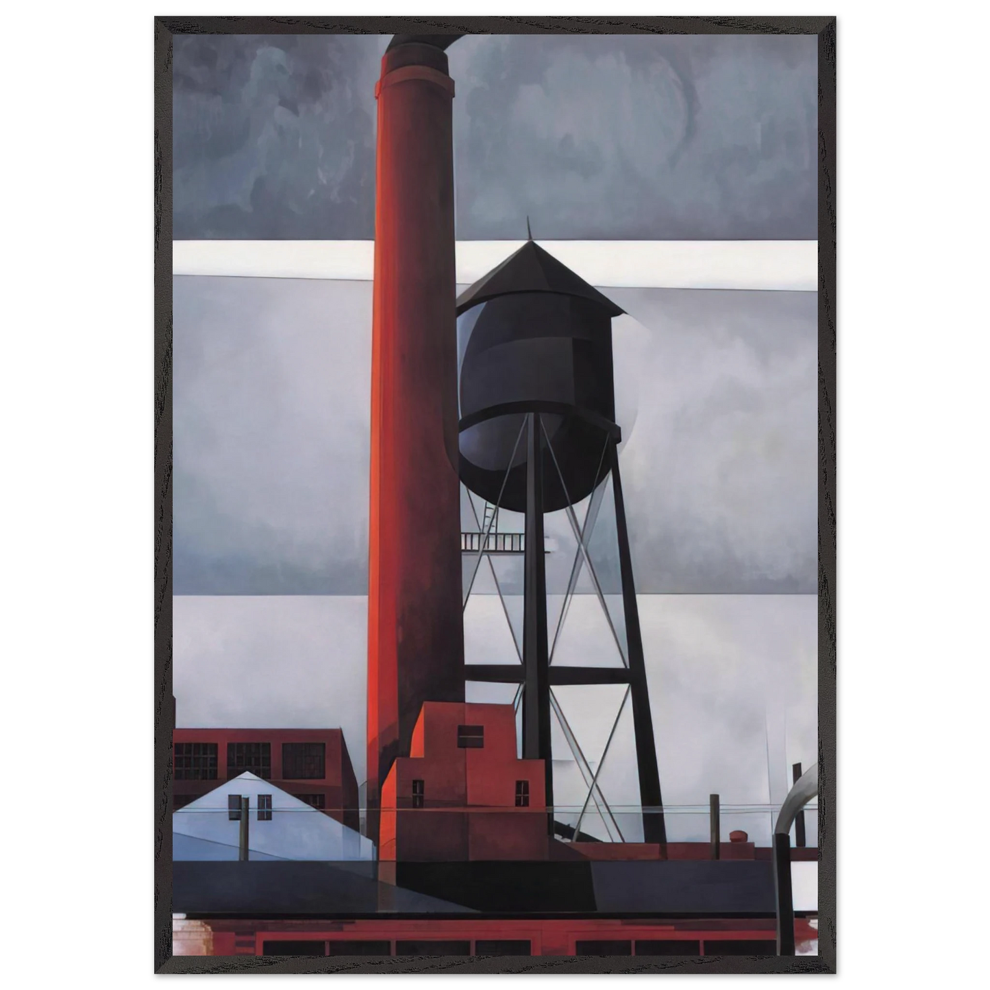 Chimney and Water Tower - 1931 - Charles Demuth 70x100 cm / 28x40 inches Framed Art Print – Black Wooden Frame
