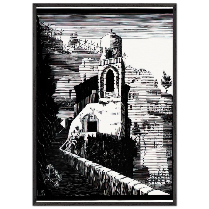 SAN GIOVANNI RAVELLO FEBRUARY 1932 1932 - MC Escher 70x100 cm / 28x40 inches Framed Art Print – Black Wooden Frame | Maurits Cornelis Escher Prints