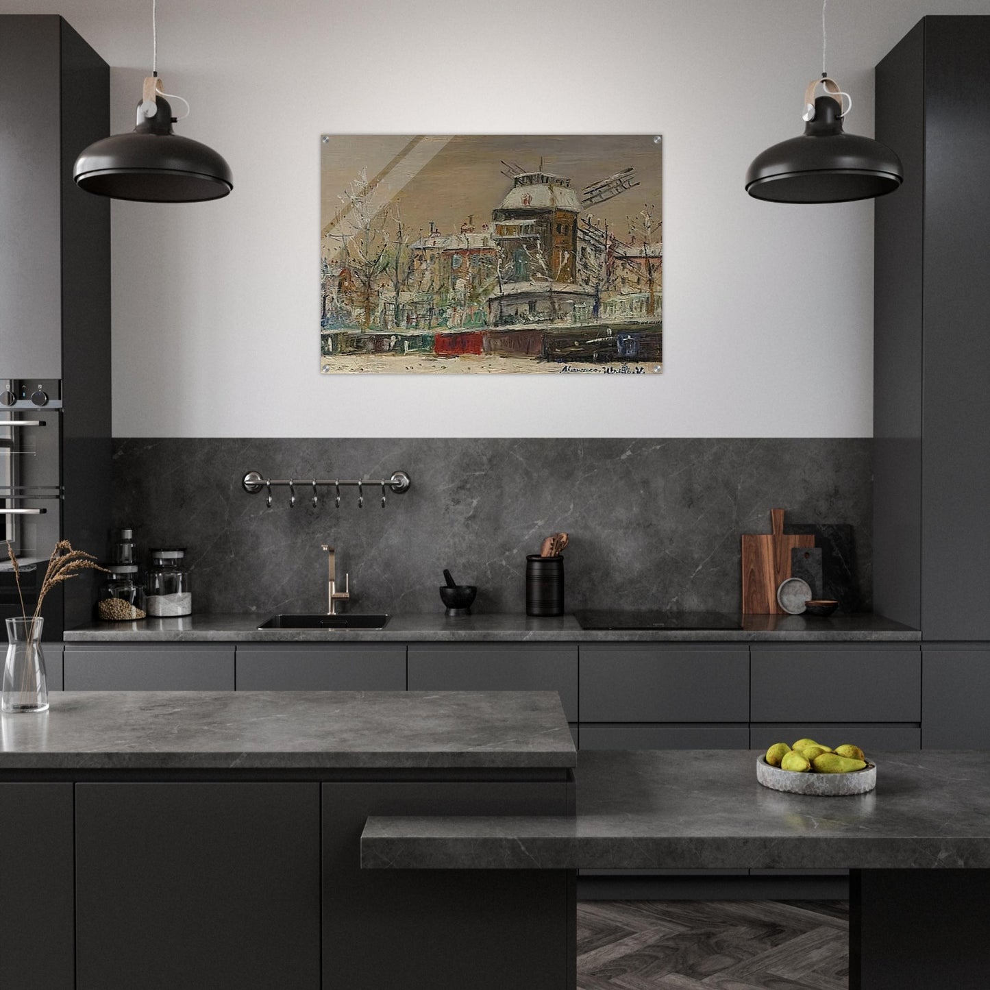 MOULIN DE LA GALETTE UNDER THE SNOW 1 - Maurice Utrillo Acrylic Print - 70x100 cm / 28x40″ inches | Maurice Utrillo Wall Art | Maurice Utrillo Prints