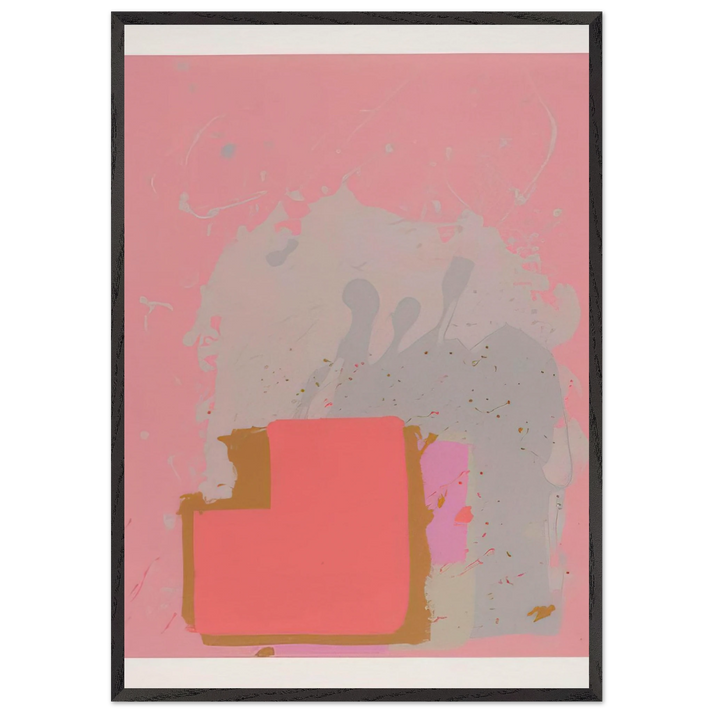 Red Black on Pink - 1971 - John Hoyland 70x100 cm / 28x40 inches Framed Art Print – Black Wooden Frame
