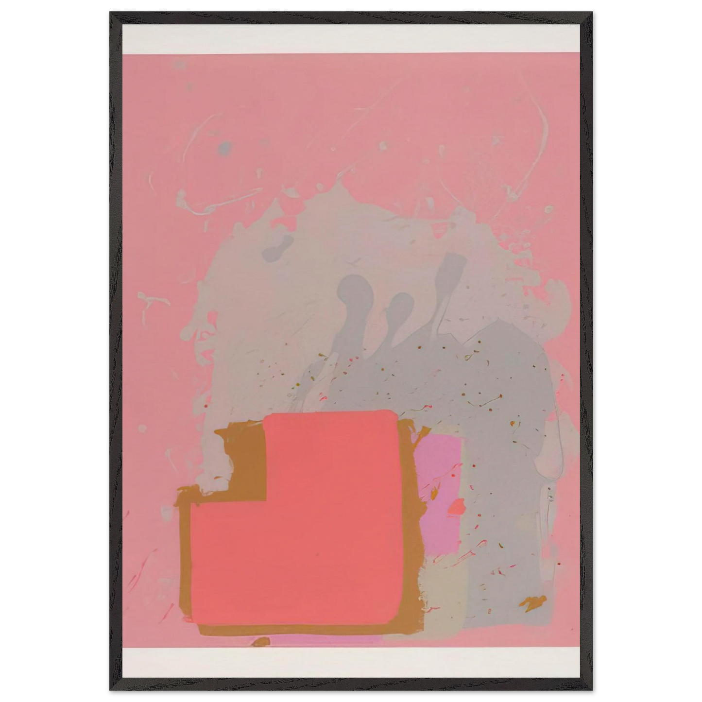 Red Black on Pink - 1971 - John Hoyland 70x100 cm / 28x40 inches Framed Art Print – Black Wooden Frame