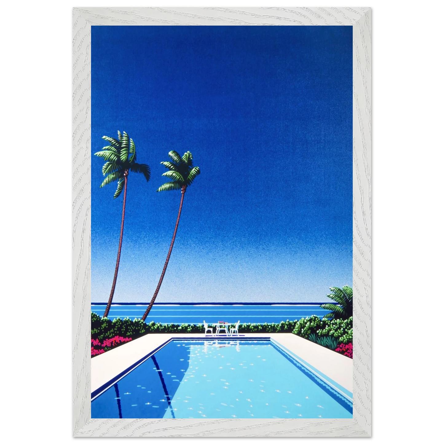 Hiroshi Nagai - Watermelon Pool Wall Art - 60x80 cm / 24x32 inches - Premium Wooden Framed Poster With Fine Art Paper - Wood frame