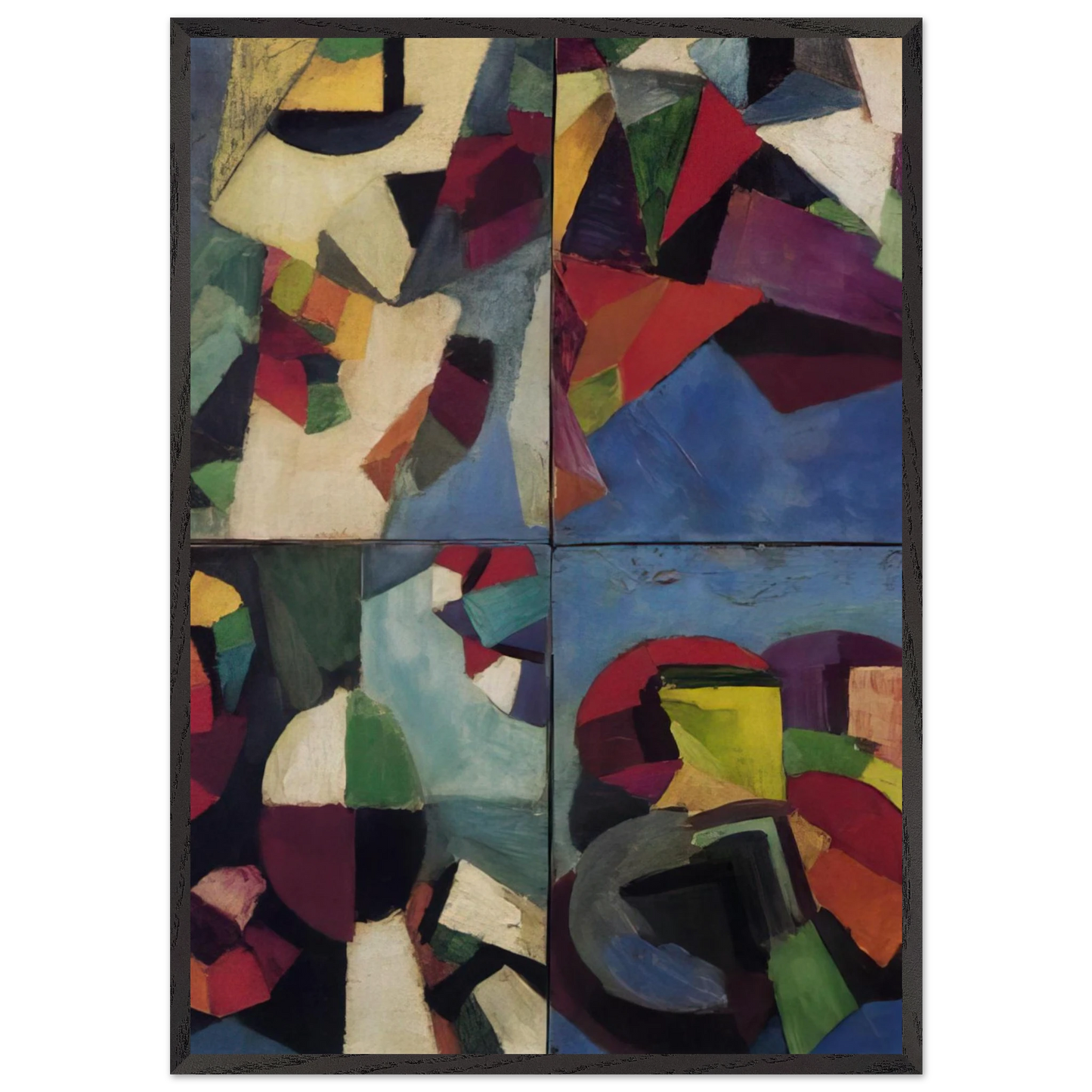 Four Part Synchromy Number 7 - 1915 - Morgan Russell 70x100 cm / 28x40 inches Framed Art Print – Black Wooden Frame