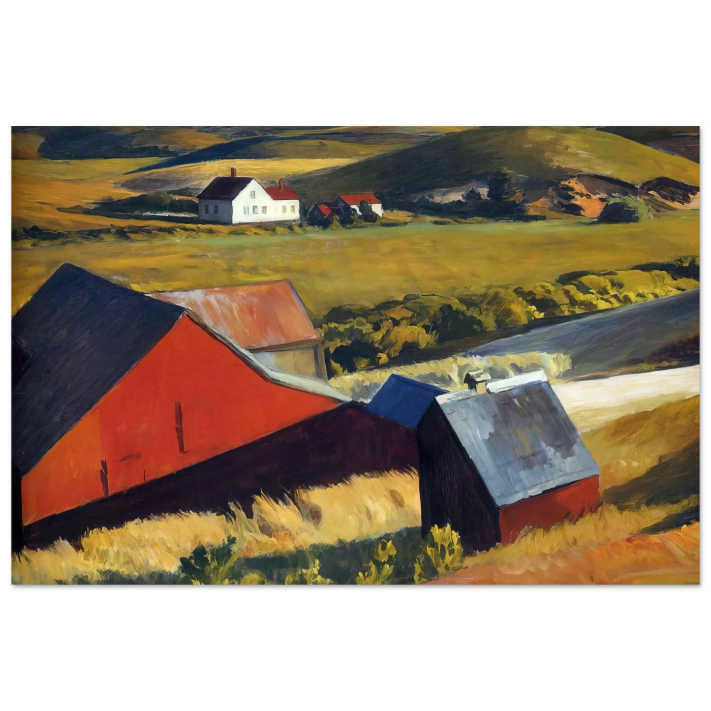 Edward Hopper - Cobbs Barns and Distant Houses Fine Art Poster - 75x100 cm / 30x40 inches