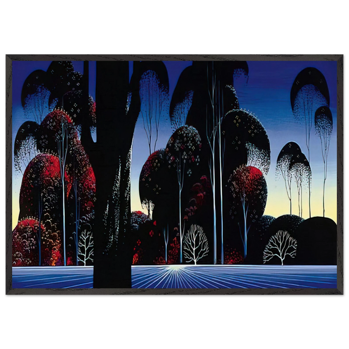 Dark Silence - Eyvind Earle 70x100 cm / 28x40 inches Framed Art Print – Black Wooden Frame