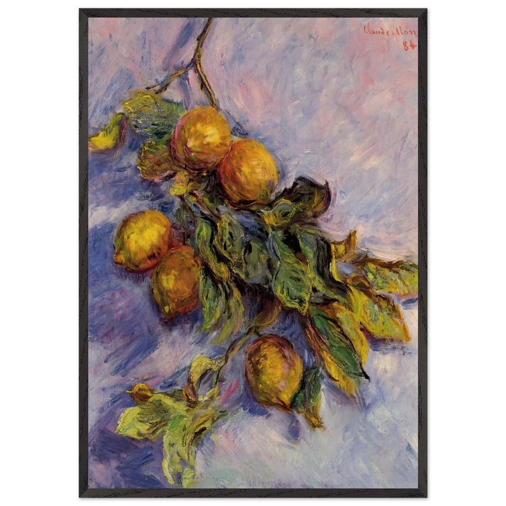 Branch of Lemons - claude monet 70x100 cm / 28x40 inches Framed Art Print – Black Wooden Frame