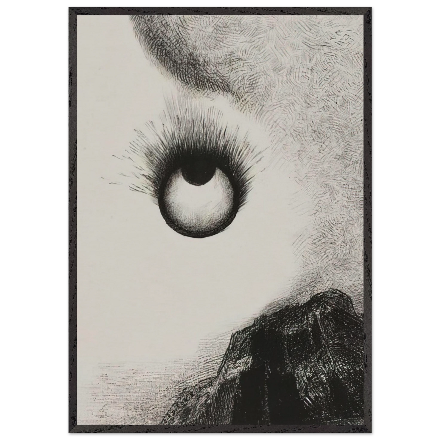 EVERYWHERE EYEBALLS ARE AFLAME 1888 - Odilon Redon 70x100 cm / 28x40 inches Framed Art Print – Black Wooden Frame