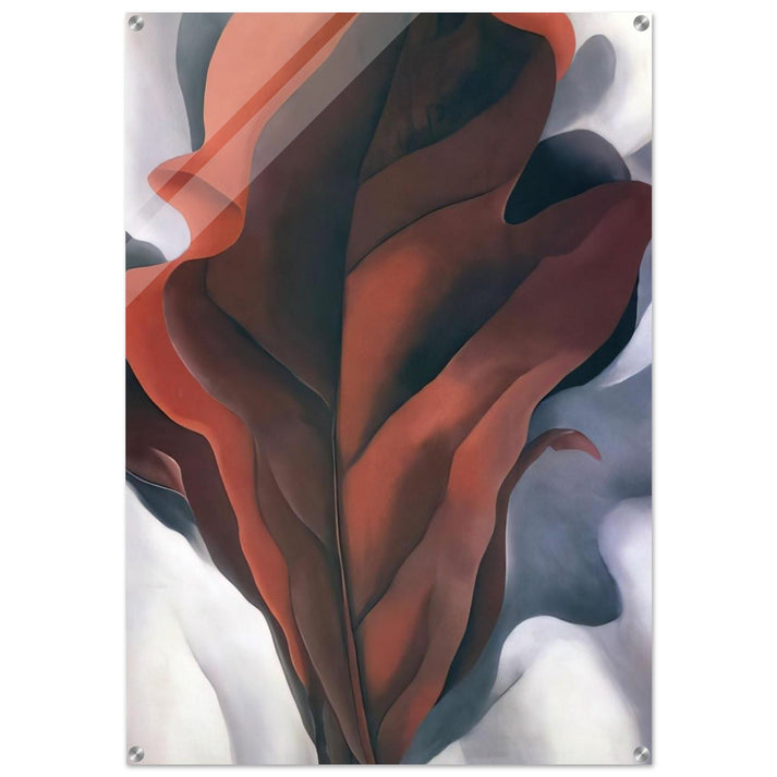 Large Dark Red Leaves on White - Georgia O'Keeffe Acrylic Print - 70x100 cm / 28x40″ inches | Georgia O'Keeffe Wall Art | Georgia O'Keeffe Prints