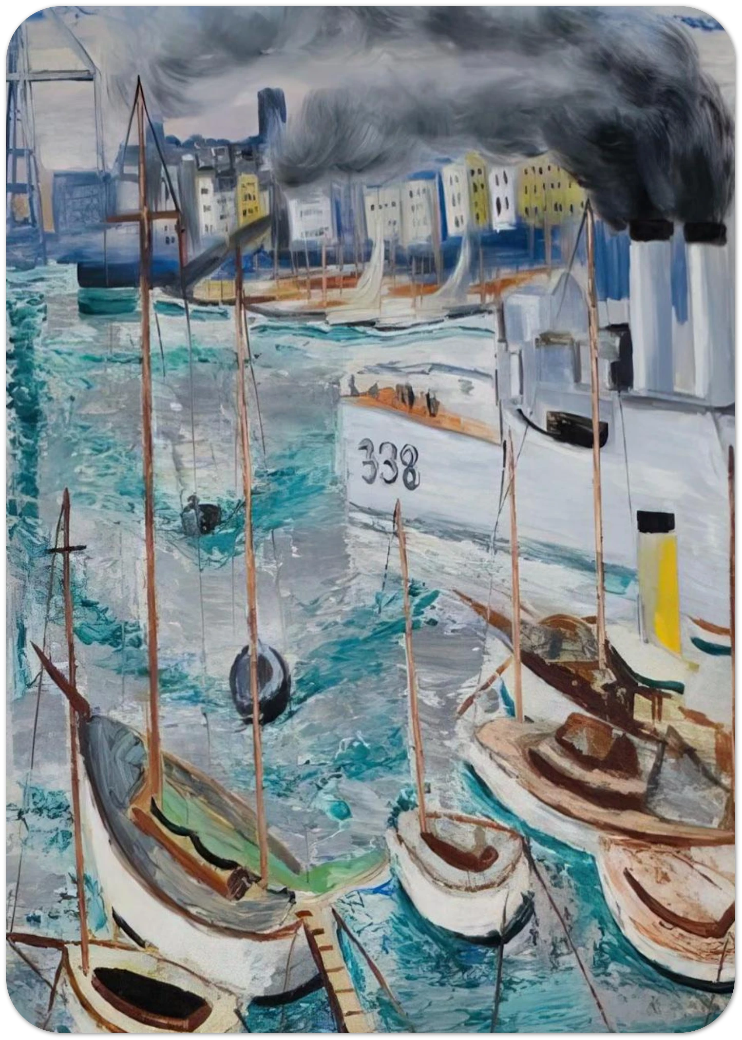 MARSEILLE PORT 1 By Moise Kisling Pack of 10 Post Cards | Moise Kisling Post Cards | A6 (10.5 x 14.8 cm) - 4.1 x 5.8 inches