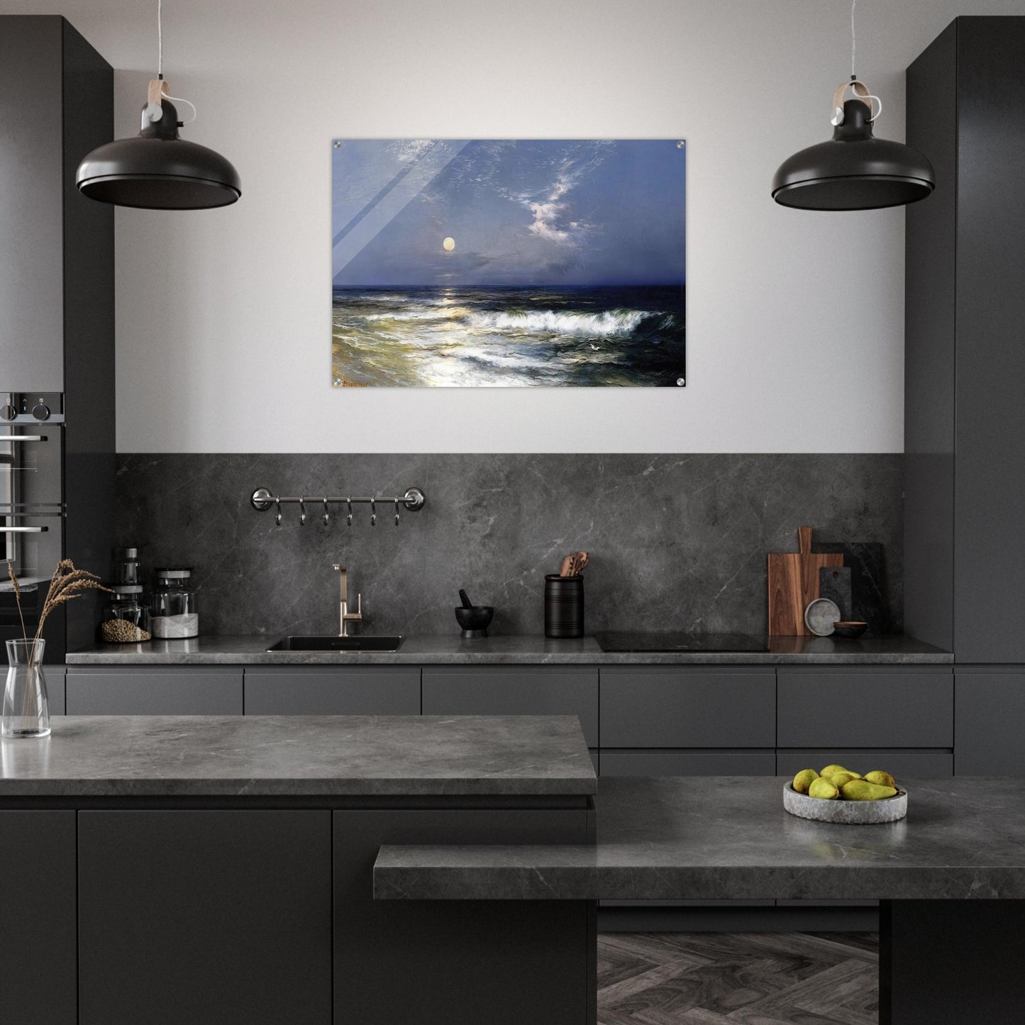 Moonlit Seascape - Thomas Moran Acrylic Print - 70x100 cm / 28x40″ inches | Thomas Moran Wall Art | Thomas Moran Prints