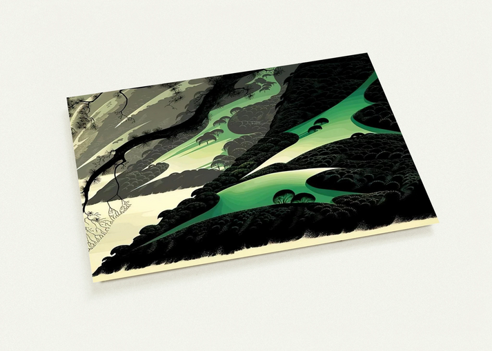 Green Big Sur By Eyvind Earle Pack of 10 Post Cards | Eyvind Earle Post Cards | A6 (10.5 x 14.8 cm) - 4.1 x 5.8 inches