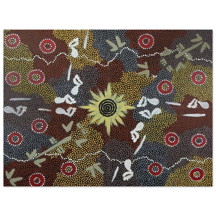 Clifford Possum Tjapaltjarri - Frog and Kangaroo Dreaming - Native Art 75x100 cm / 30x40inches Fine Art Poster