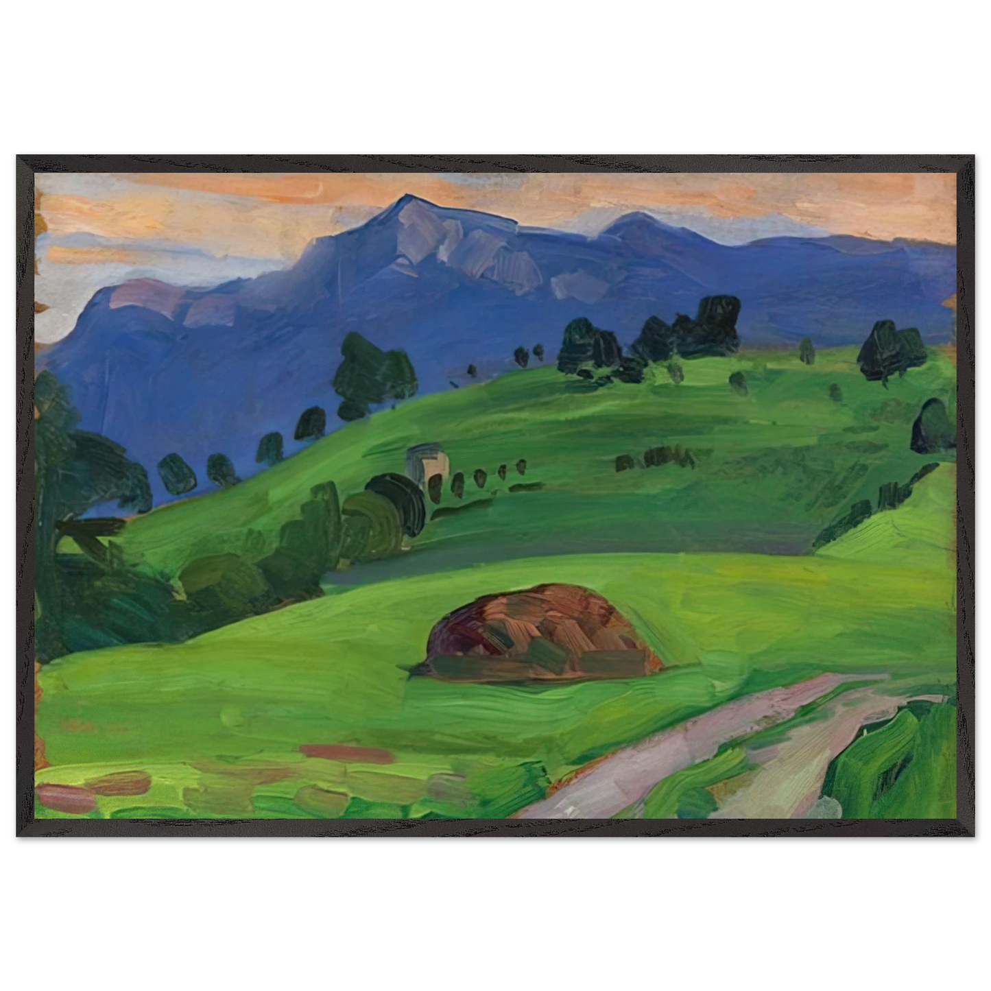 BERGWIESE 1910 - Gabriele Munter 70x100 cm / 28x40 inches Framed Art Print – Black Wooden Frame