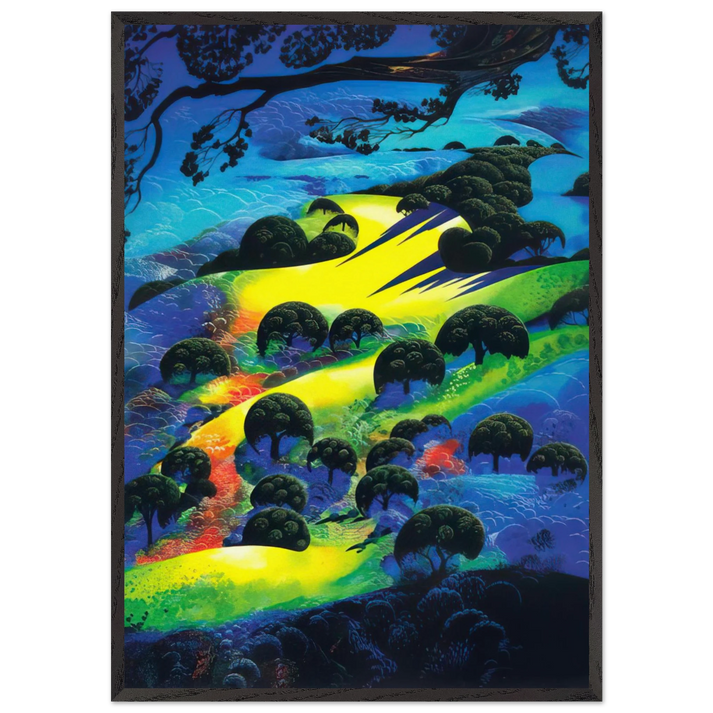 Fading Sunset Flame - Eyvind Earle 70x100 cm / 28x40 inches Framed Art Print – Black Wooden Frame