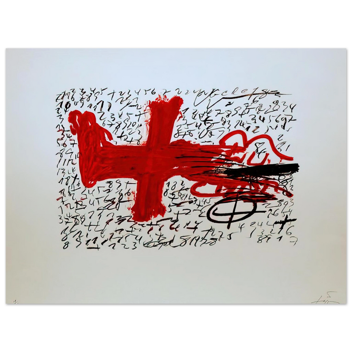 Antoni Tapies - JAMBE ET CHIFFRES 1984 75x100 cm / 30x40inches Fine Art Poster