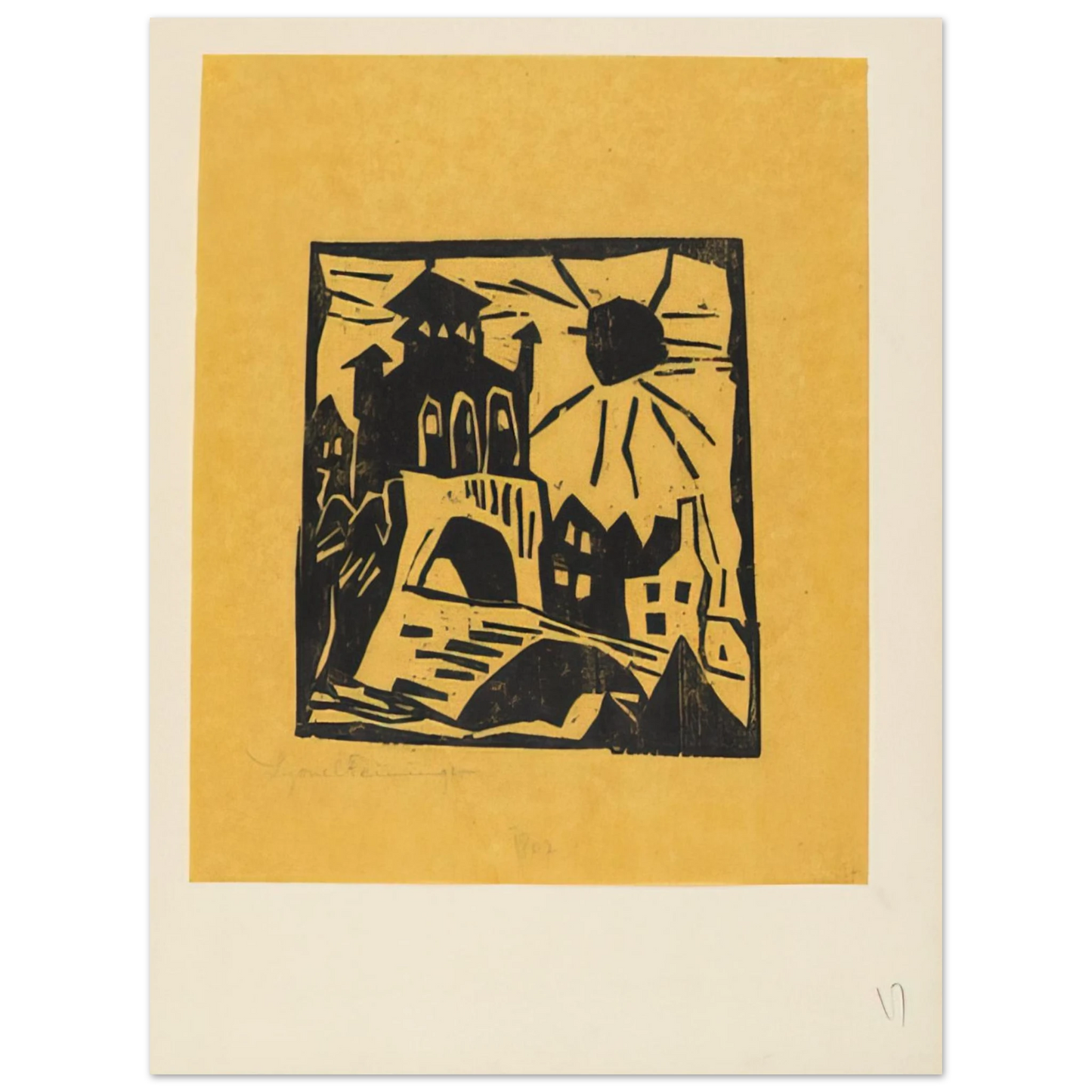 Lyonel Feininger - TOWN GATE RIBNITZ DAS TOR RIBNITZ 1918 Fine Art Poster - Default Title