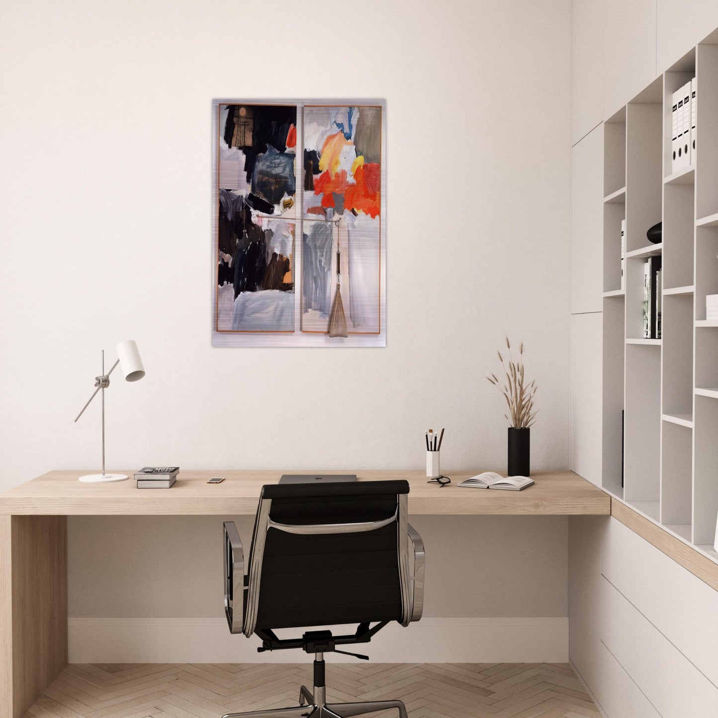 STUDIO PAINTING 1961 - Robert Rauschenberg Brushed Aluminum Print - 70x100 cm / 28x40 inches | Robert Rauschenberg Aluminum Print | Robert Rauschenberg Prints