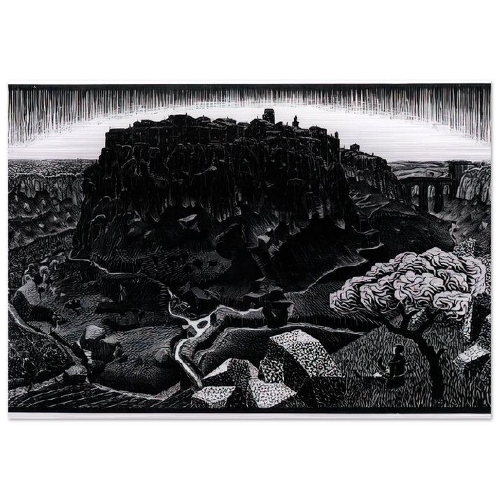 VITORCHIANO NEL CIMINO - MC Escher Brushed Aluminum Print - 70x100 cm / 28x40 inches | MC Escher Aluminum Print | MC Escher Prints
