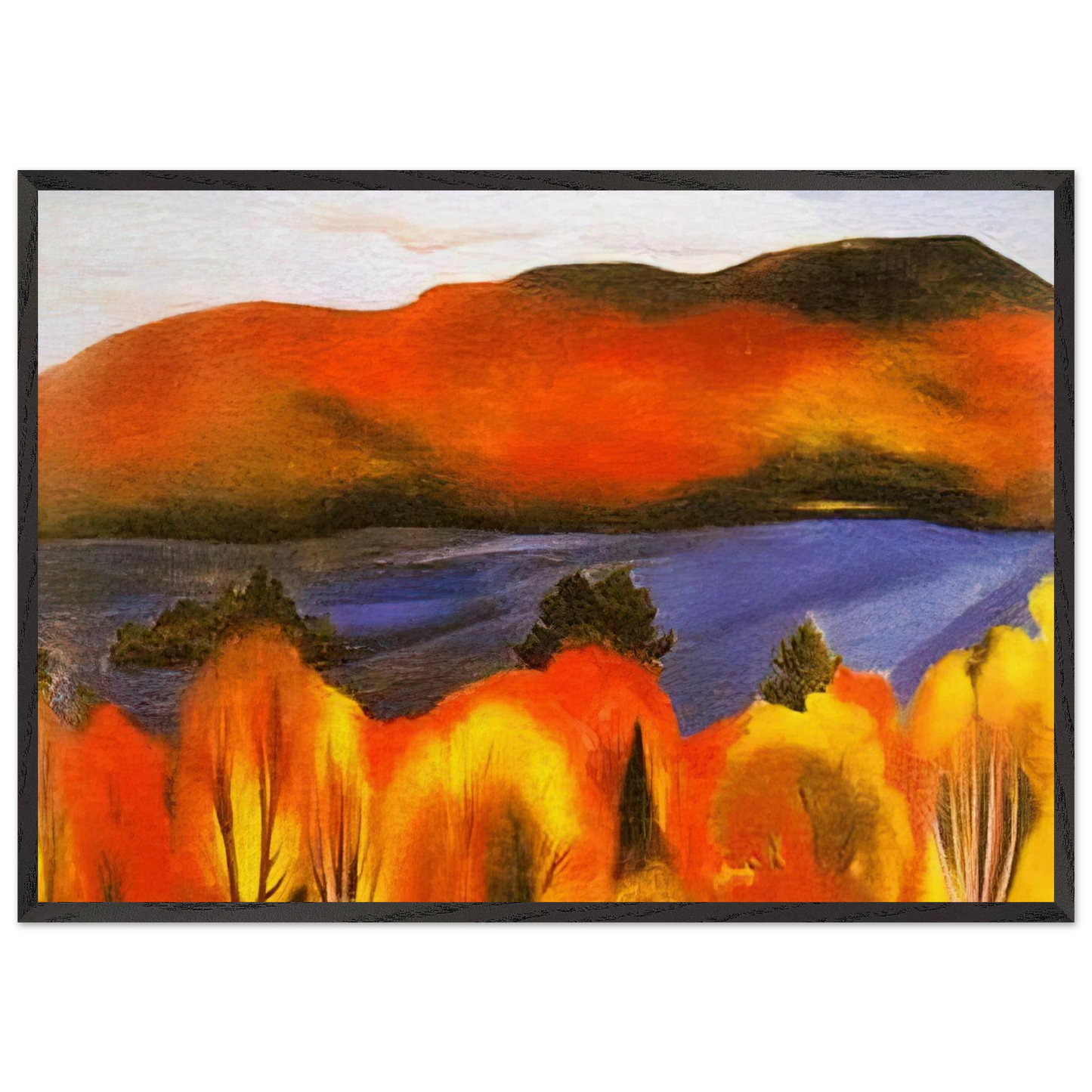 Lake George Autumn - Georgia OKeeffe 70x100 cm / 28x40 inches Framed Art Print – Black Wooden Frame