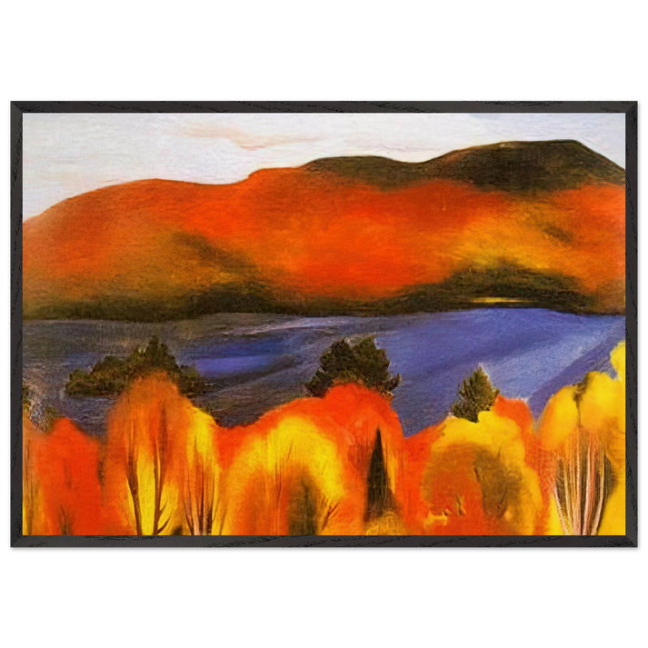 Lake George Autumn - Georgia OKeeffe 70x100 cm / 28x40 inches Framed Art Print – Black Wooden Frame